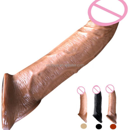 India's Best Realistic Silicone Huge Penis Sleeve & Cock Extender - Reusable Delay Condom for Men - Soft TPE Male Enhancement Adult Toy